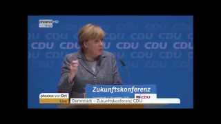 Angela Merkel streichelt natürliche Personen auf dem Zukunftskongress 2015