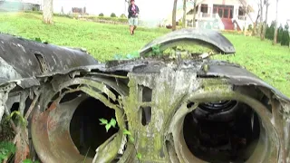 American Aircraft wreckage relics at the gates of Khe Sanh Vietnam