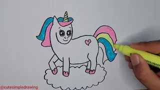 How to Draw a Unicorn, Cute Easy Drawings for Kids @Cute_simple_drawings