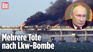 Heftige Explosion auf der Krim-Brücke: Putin gibt der Ukraine die Schuld