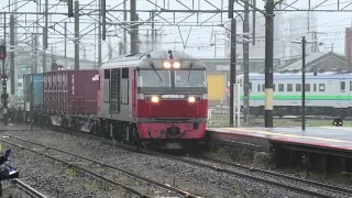 【フリー動画】レッドベアDF200-2号機がけん引するコンテナ貨物列車の走行シーン