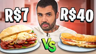 ME FIZERAM DE OTÁRIO! PÃO COM LINGUIÇA DE 7 REAIS VS 40 REAIS