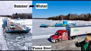 Driving Truck on Frozen River 😱 | ICE ROAD TRUCKING in Canada