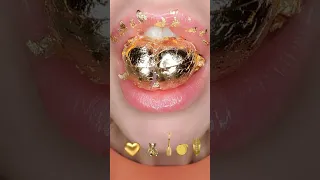 ASMR Satisfying Eating Gold Emoji Food #asmreating #mukbang #emojichallenge