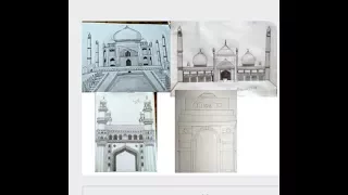Monuments in India  Taj Mahal | India Gate | Charminar | Jama Masjid |  sketches | drawings.
