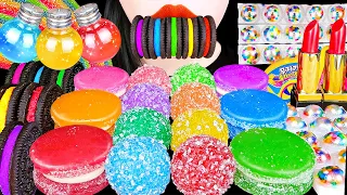 ASMR RAINBOW DESSERTS 무지개 오레오 마카롱 코하쿠토 OREO MACARON KOHAKUTO POP IT JELLY EATING SOUNDS MUKBANG 입술먹방