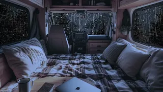 Rain Sounds For Sleeping - Camping In A Minivan In Heavy Rain