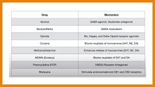 Drugs of Abuse (Mechanism, Intoxication, Withdrawal, & Associations)