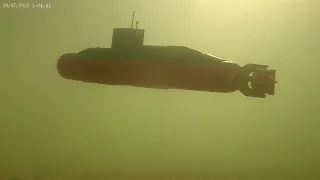 Small RC Submarine S-4 "Otarie" swimming with fishes