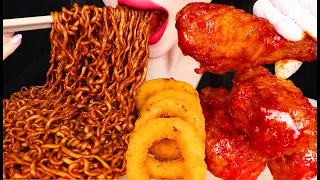 ASMR FRIED CHICKEN BLACK BEAN NOODLES ONION RINGS 양념치킨 짜파게티 먹방 EATING SOUNDS