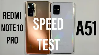 Xiaomi Redmi Note 10 Pro vs Samsung a51 Speed Test