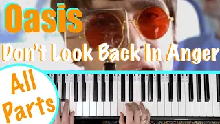 How to play DON'T LOOK BACK IN ANGER - Oasis Piano Tutorial [chords accompaniment]