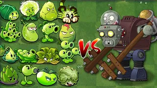 All Green Plants Max Level POWER UP Vs 4 Gargantuar Prime Zombie - PvZ 2 Gameplay