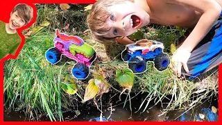 Monster Trucks Painting and Pond Adventure