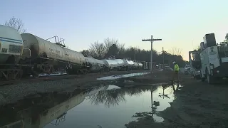 Train that derailed in Androscoggin County is back on the tracks