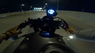 [ Skyway Night Ride | Playing Spotify on Cardo Bold] -  |  XSR900 [4k]