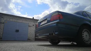 E38 740i M62b44 custom exhaust sound with X-pipe and silencers