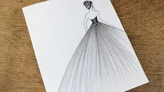 Girl Drawing || How to Draw a Fashion Girl || Dress design drawing model || Barbie drawing | Drawing