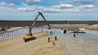 Covering a 36,800 ton Corn Silage Pile