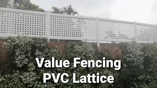 PVC Lattice screen wall raiser fence extension. Square Trellis installation on wall (Value Fencing)