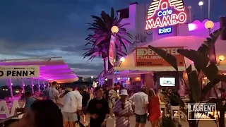 Nightlife Ibiza⁴ᴷ60fps - Ibiza 2023 - Evening walk from O Beach to Café Mambo (Defected Pre-Party)