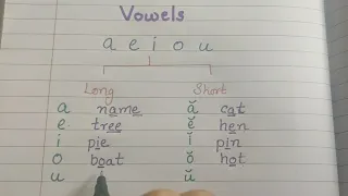 Long Vowel and Short Vowels for kids, A E I O U Vowels