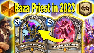 Playing Raza Shadowreaper Anduin Priest in 2023 like It's 2017 At Titans Mini-Set | Hearthstone