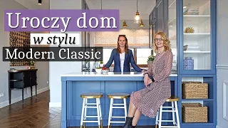 Uroczy DOM w stylu Modern Classic! Niebieska kuchnia 💙 Kominek 💙 Klasyczne Wnętrza i TARAS