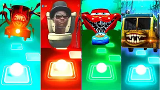 Choo Choo charles Vs Skibidi multiverse Vs Lightning Mcqueen vs Bus eater monster | Tiles Hop EDM