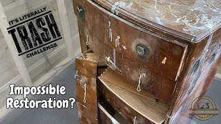 My Biggest FURNITURE RESTORATION yet - Part of "Its Literally Trashed Challenge"