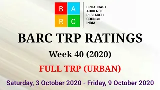 BARC TRP Ratings Week 40 (2020) : Full TRP Report (Urban)