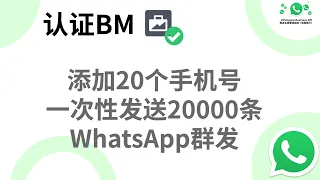 第 11 课 ｜WhatsApp官方API群发接口 ｜认证BM如何添加20个手机号 ｜每个手机号初始都可以发送1000条消息 ｜WhatsApp群发