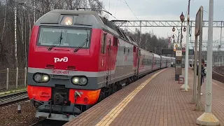 "Пасмурный апрель" и чистый ЭП2К 401 с поездом 376 Москва Воркута на пл. Яуза