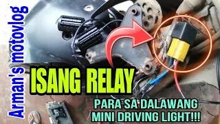 GANITO LANG MAGKABIT NG ISANG RELAY SA DALAWANG MINI DRIVING LIGHT SA ATING MOTOR.