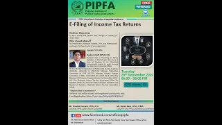 LIVE SEMINAR ON INCOME TAX RETURN 2020 FOLLOWED BY DETAILED Q & A SESSION WITH PIPFA FAISALABAD