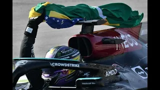 Lewis Hamilton levanta a Bandeira Brasileira igual Ayrton Senna | GP de São Paulo | GP BRASIL 2021