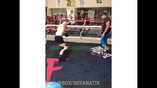 Saul Canelo Alvarez in training camp.