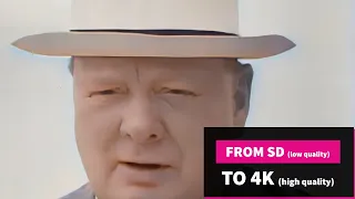 Winston Churchill at the Big US Army Review - Enhanced in 4K, 60 fps, colorized