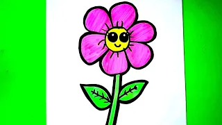 Çok Kolay Sevimli Çiçek Çizimi❤Çiz ve Boya How to Draw Flowers!!! Çocuklar için Eğitici Videolar!!!