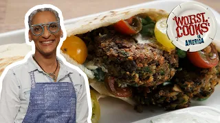 Carla Hall's Mushroom Falafel Gyro | Worst Cooks in America | Food Network