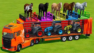 LOAD AND TRANSPORT HORSES & MINI LANDINI TRACTORS WITH SCANIA TRUCKS - Farming Simulator 22