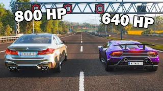 FH4 Drag Race | BMW M5 Evolve Tune (800 HP) vs Lamborghini Huracan Performante!