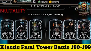 Klassic Fatal Tower Hard Battle 190-199 Fight + Rewards | MK Mobile Brutality Gameplay