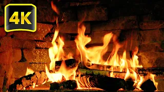 4K Crackling Fireplace & Burning Logs 🔥 Relaxing Fireplace (3 Hours) for Stress Relief, Sleep, Relax