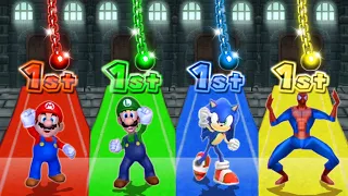 Mario Party 9 Step it Up - Mario Vs Spider Man Vs Luigi Vs SpongeBob (Master Cpu)
