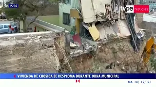 Chosica: una familia se salvó de morir tras el derrumbe de su casa de dos pisos