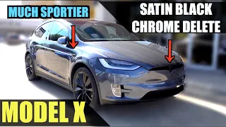 Tesla Model X: Chrome Delete in Satin Black Vinyl Wrap
