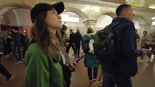 Luxury in Moscow underground: a walk in the Moscow metro at Komsomolskaya stations