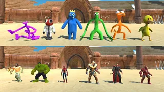 Team Rainbow Friends Fight Team Avengers - Animal Revolt Battle Simulator