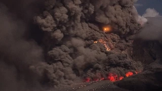 Sinabung: pyroclastic flows with twister and volcanic lightning